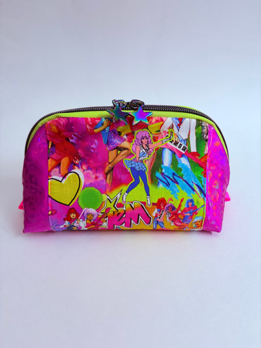 JEM mashup neon pink leopard holographic pouch