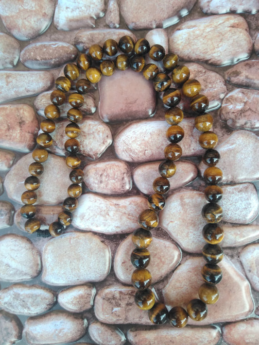 14MM TIGER EYE BEADED NECKLACE